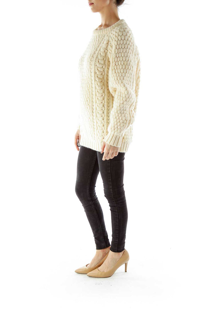 Cream Wool Knit Sweater