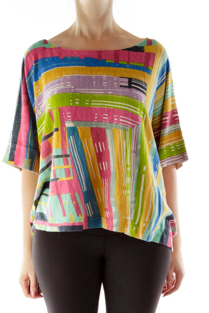 Multicolor Bat Sleeve Knit Top