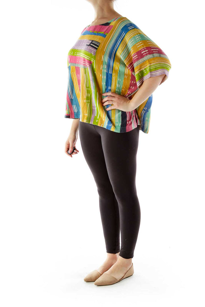 Multicolor Bat Sleeve Knit Top