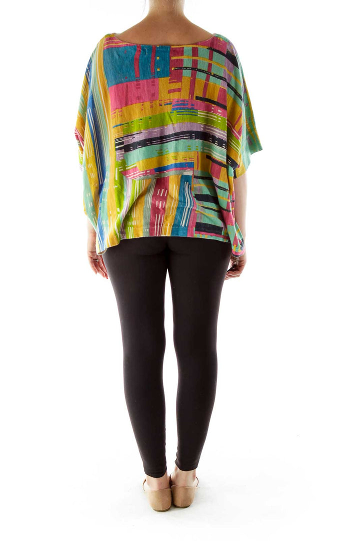 Multicolor Bat Sleeve Knit Top