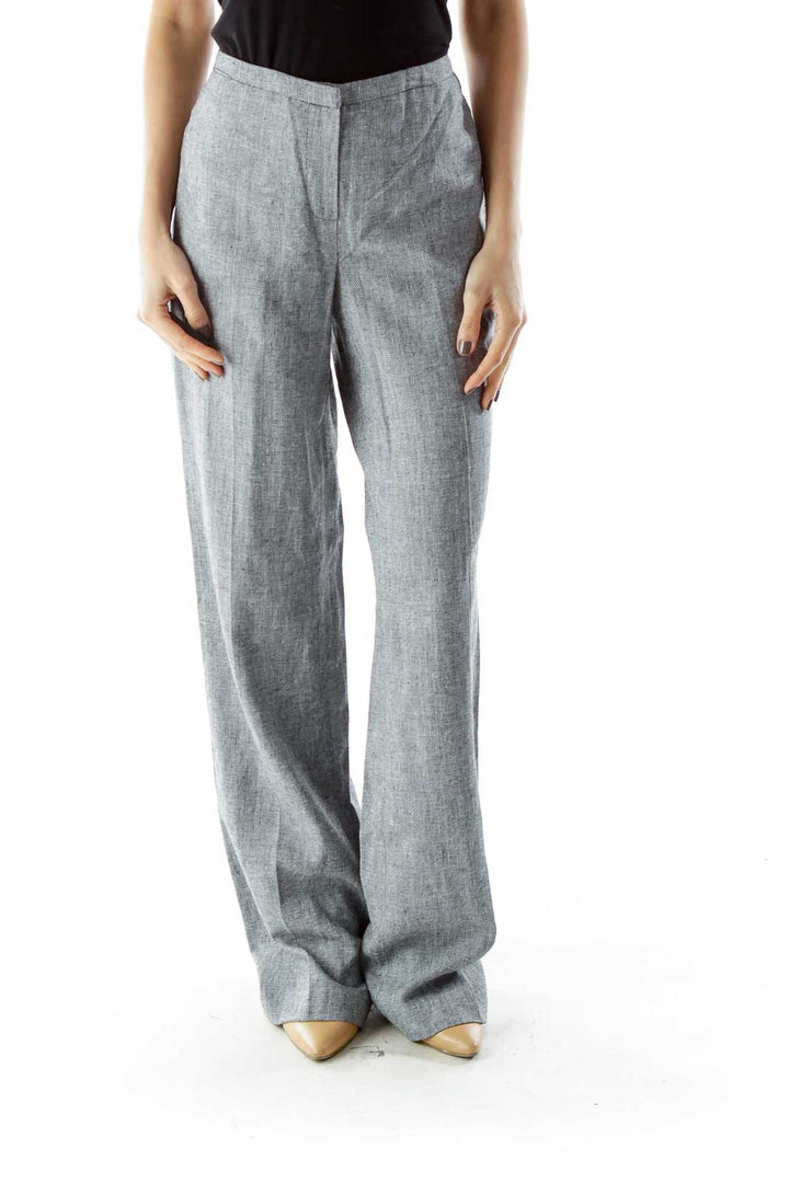 Gray Straight Leg Linen Pants