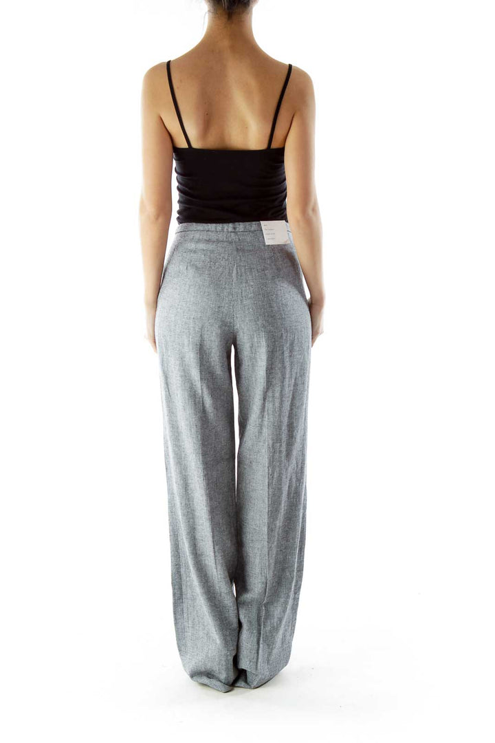 Gray Straight Leg Linen Pants