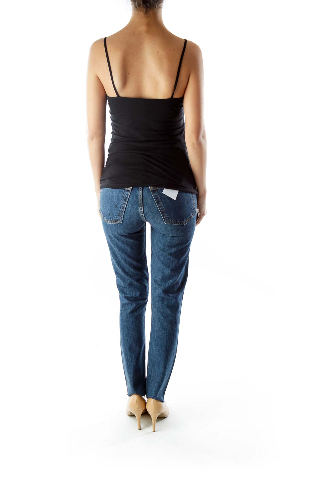 Blue High-Waisted Distressed Skinny Jeans