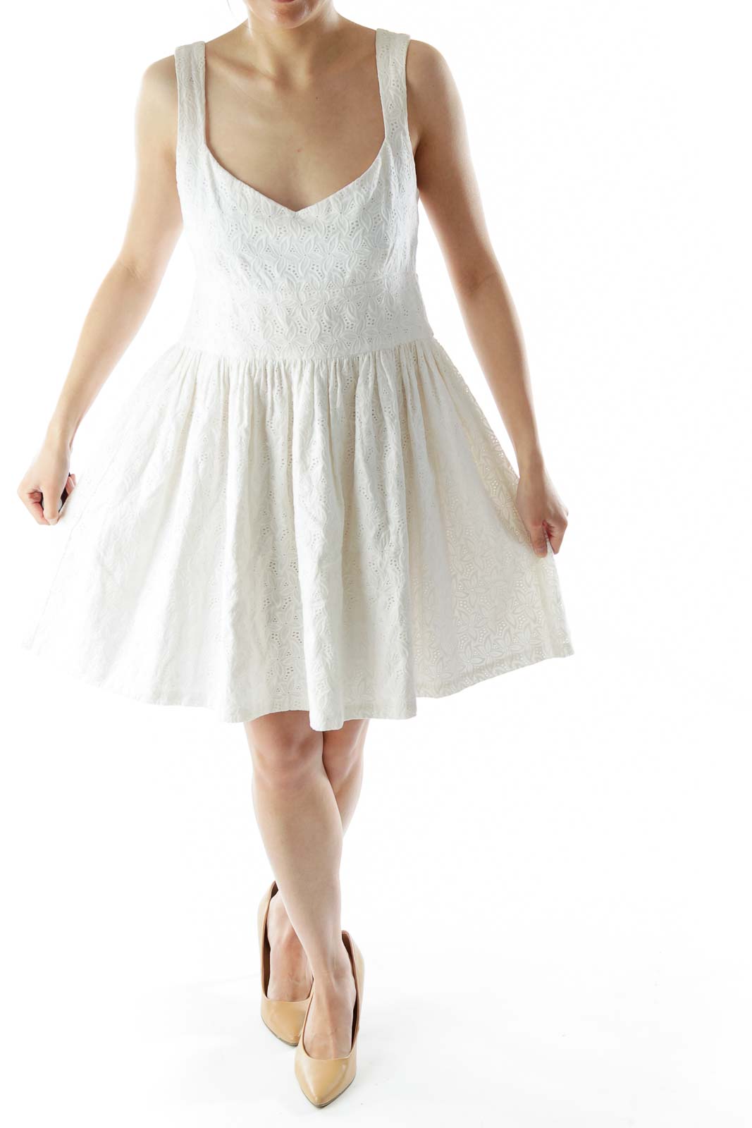 White Flower Flared Day Dress