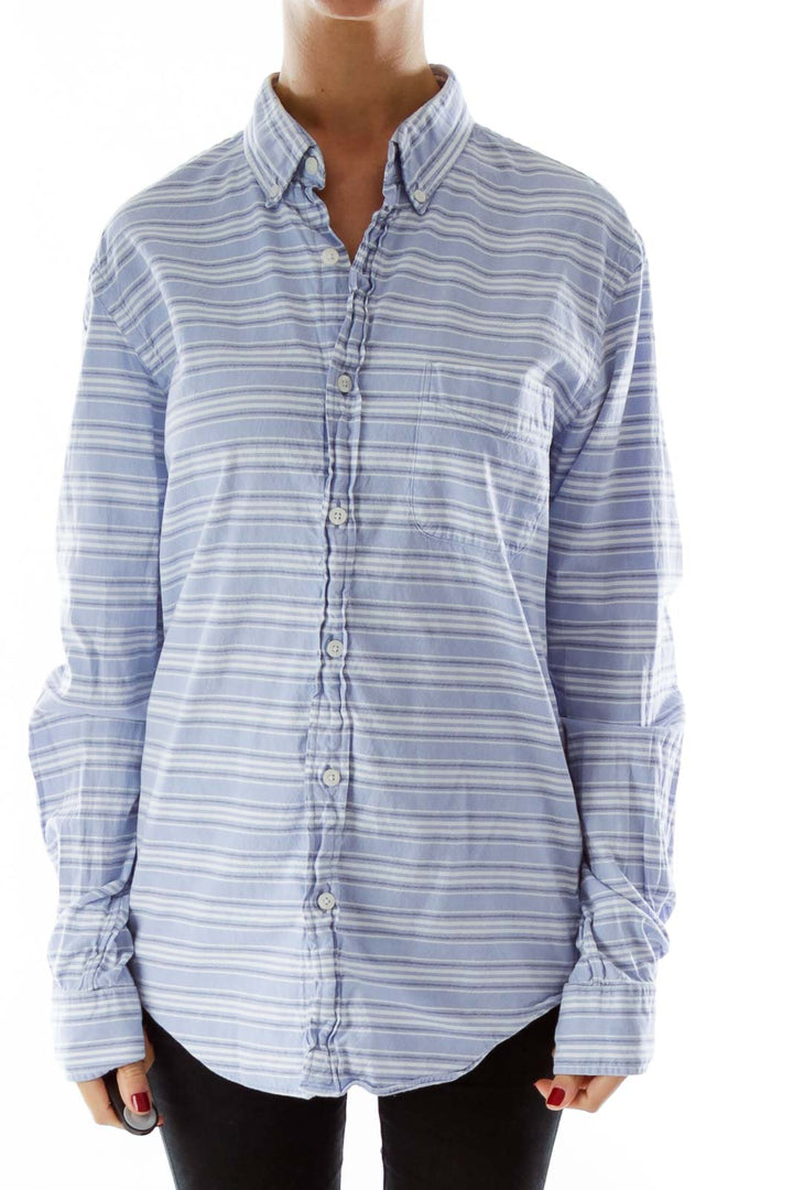 Blue White Black Striped Shirt