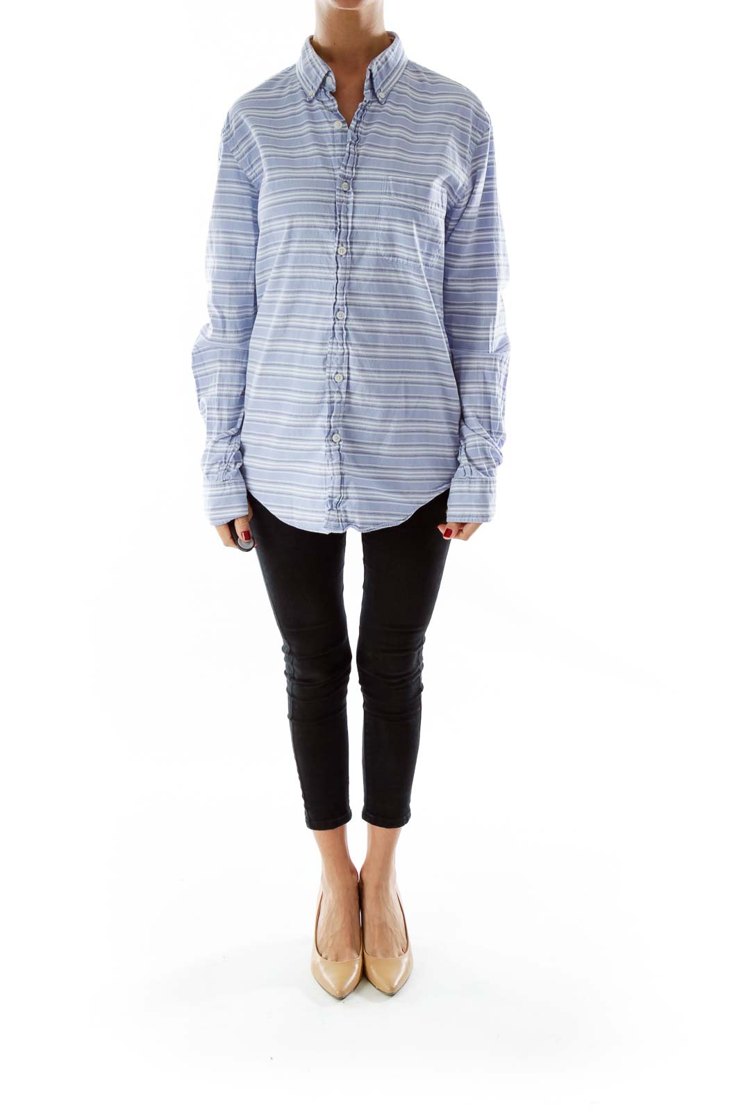 Blue White Black Striped Shirt