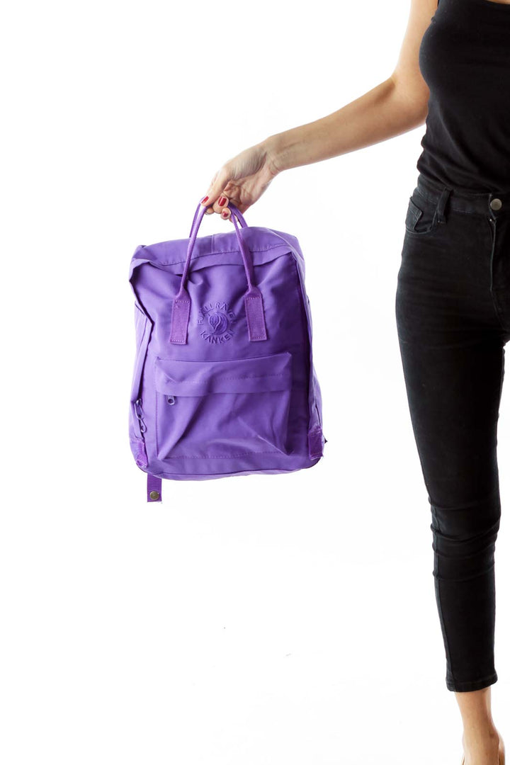 Purple Square Backpack with Pockets