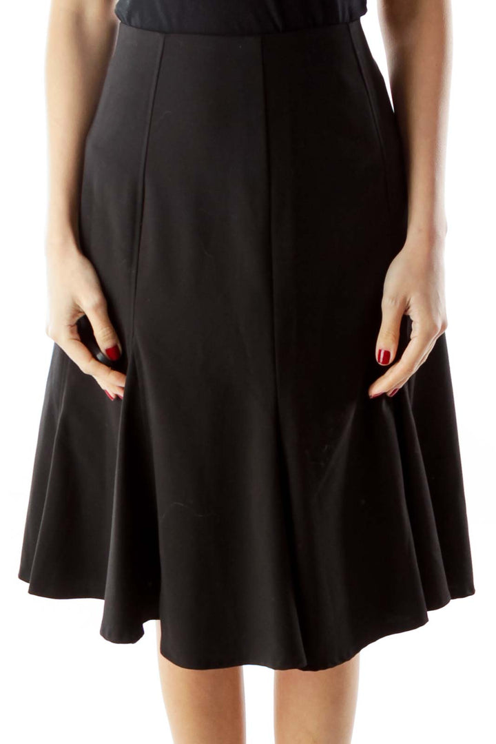 Black Flared Midi Skirt