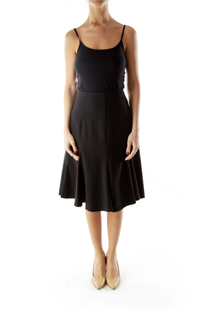 Black Flared Midi Skirt