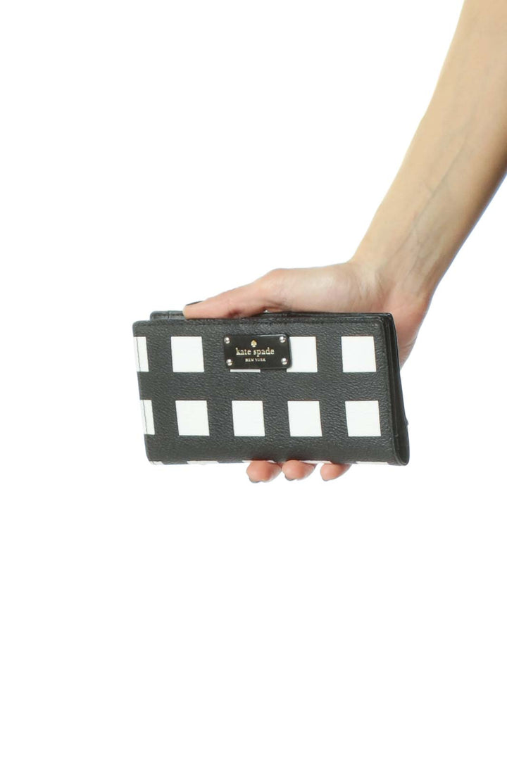 Black White Geometric Leather Clutch