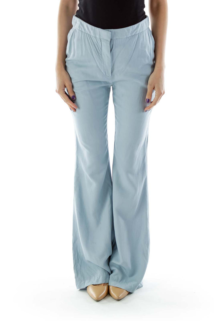 Blue Wide-Leg Loose Pants