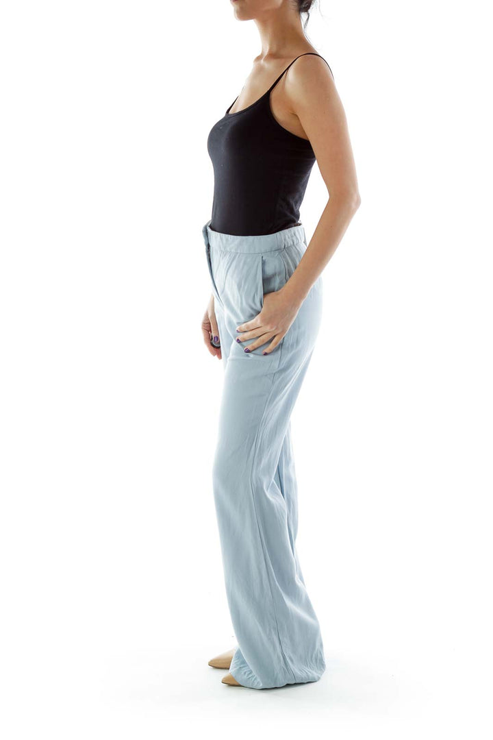 Blue Wide-Leg Loose Pants