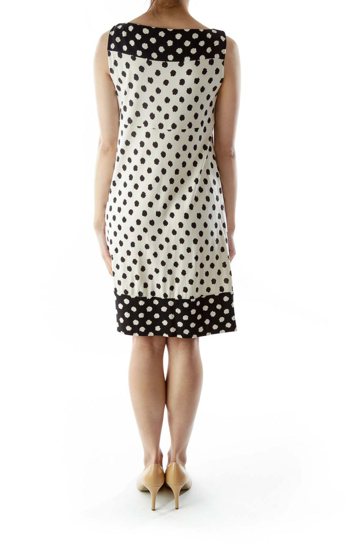 White Black Silk Print Day Dress