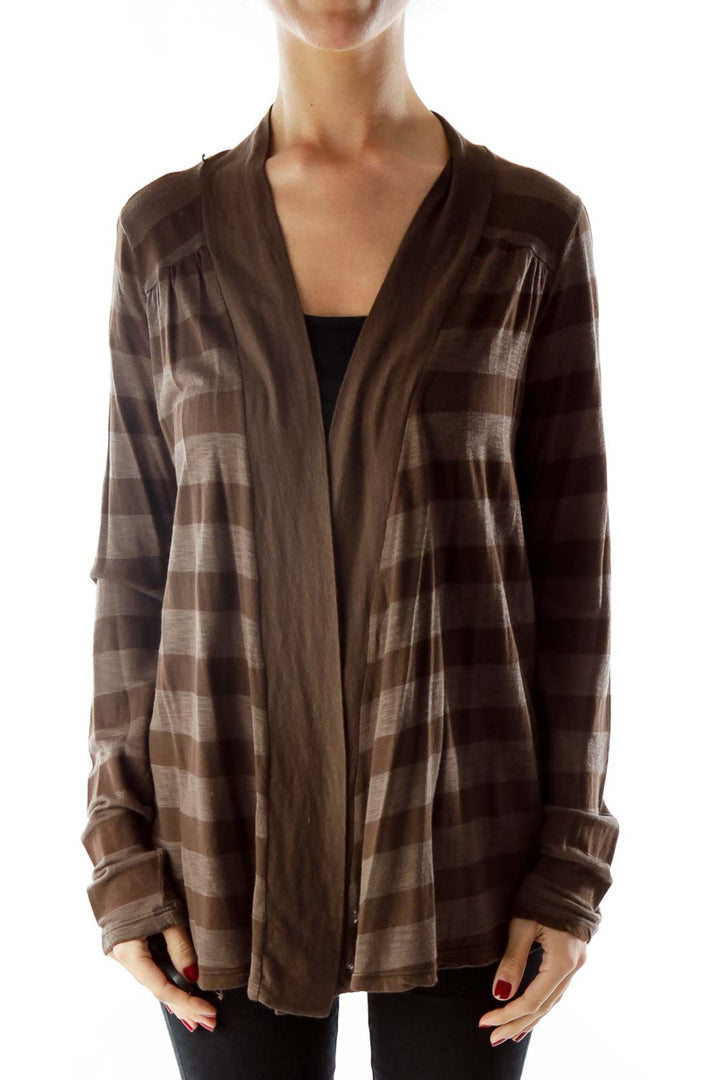 Brown Striped Cardigan