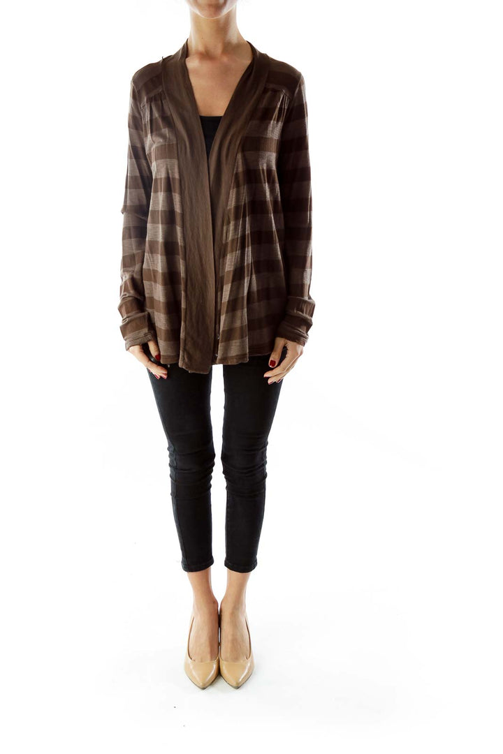 Brown Striped Cardigan