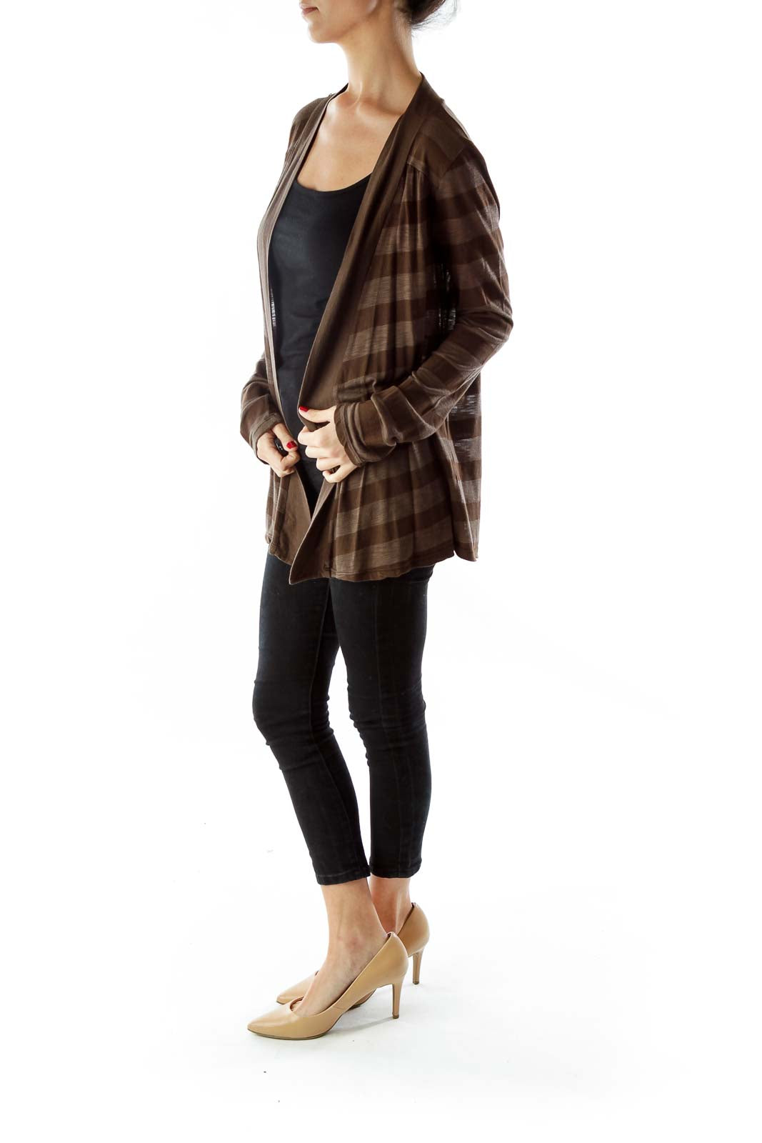 Brown Striped Cardigan