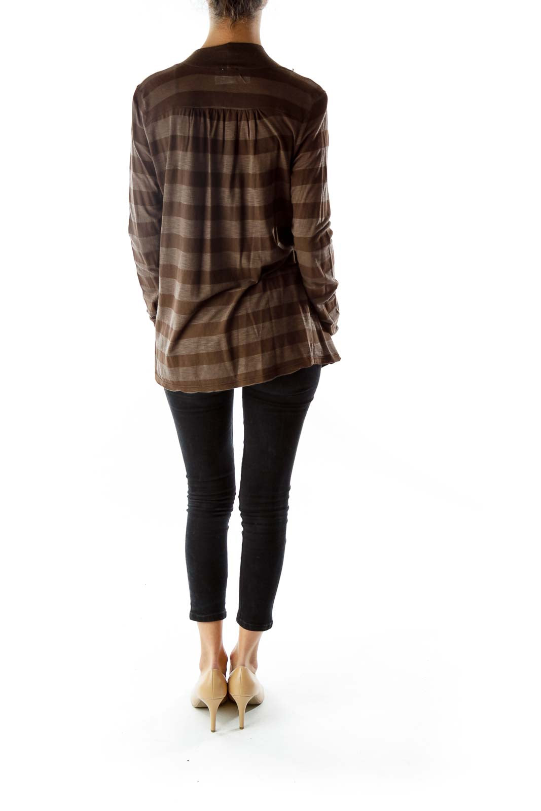 Brown Striped Cardigan