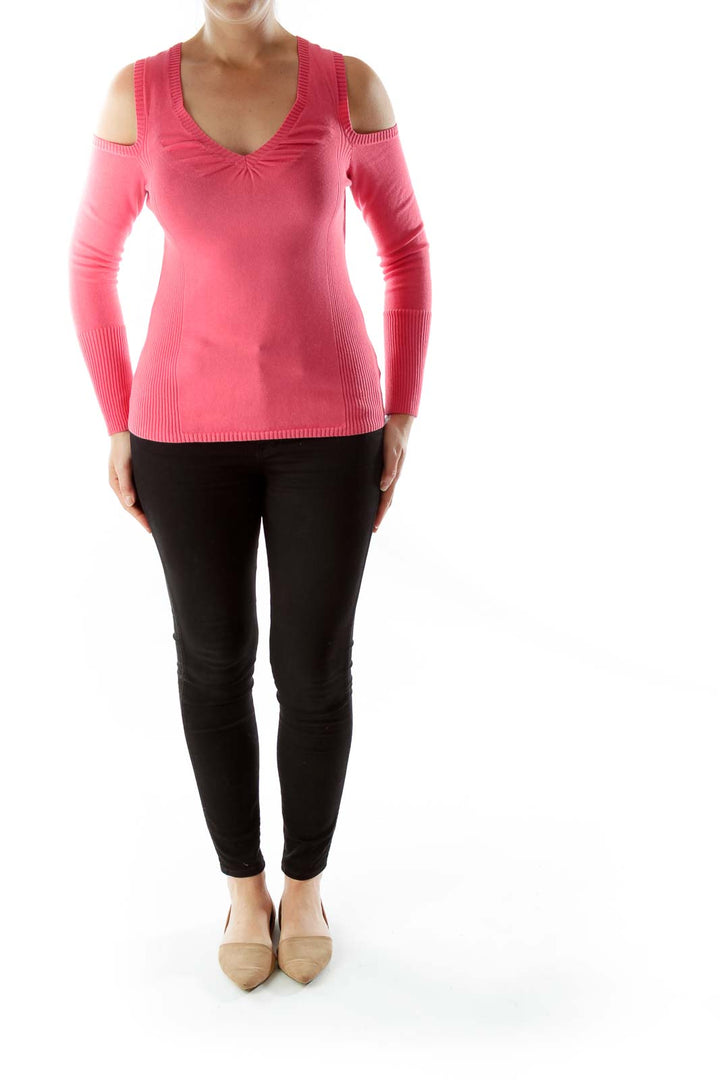 Cut out shoulders Pink sweater