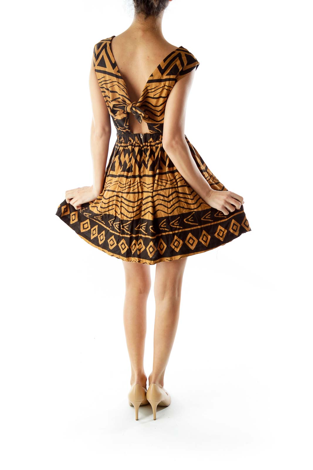 Brown Black Tribal Print Dress