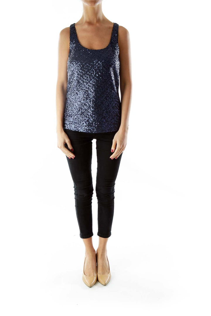 Navy sequined tank top