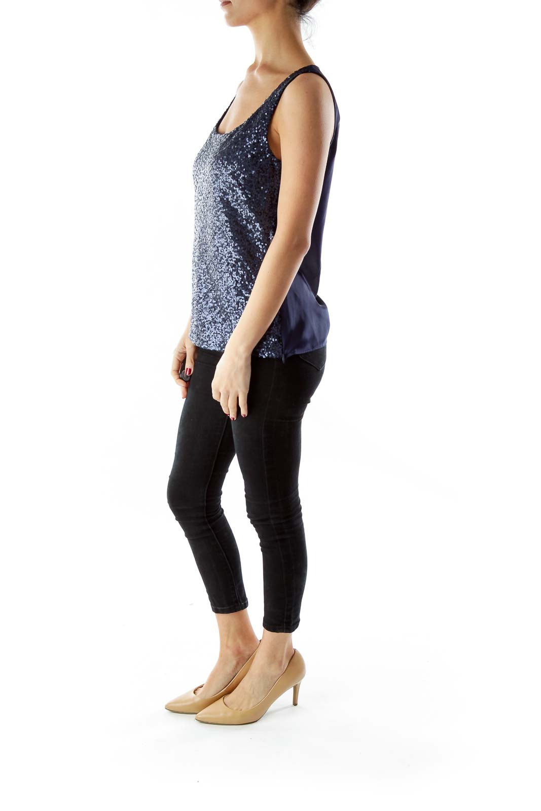 Navy sequined tank top