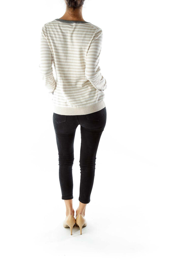 White and Brown striped sweater