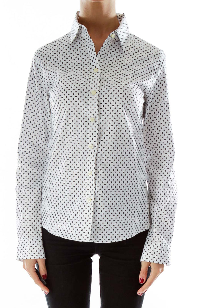 White Black Diamond Print Shirt