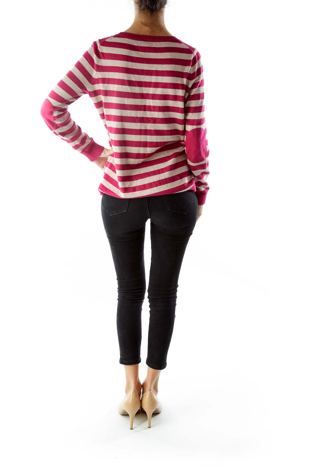 Red Brown Striped Knit Sweater