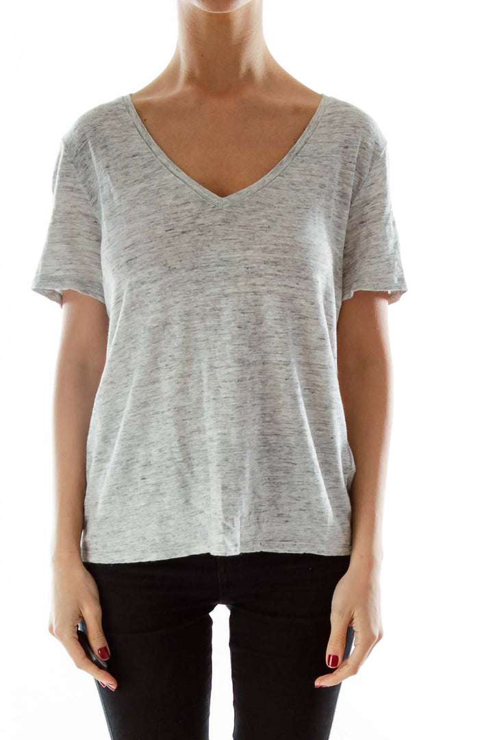 Gray Mottled Linen T-Shirt