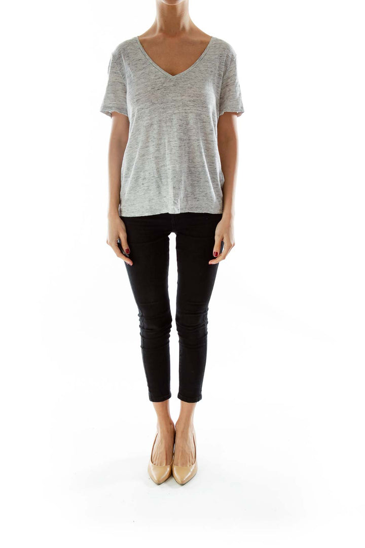 Gray Mottled Linen T-Shirt