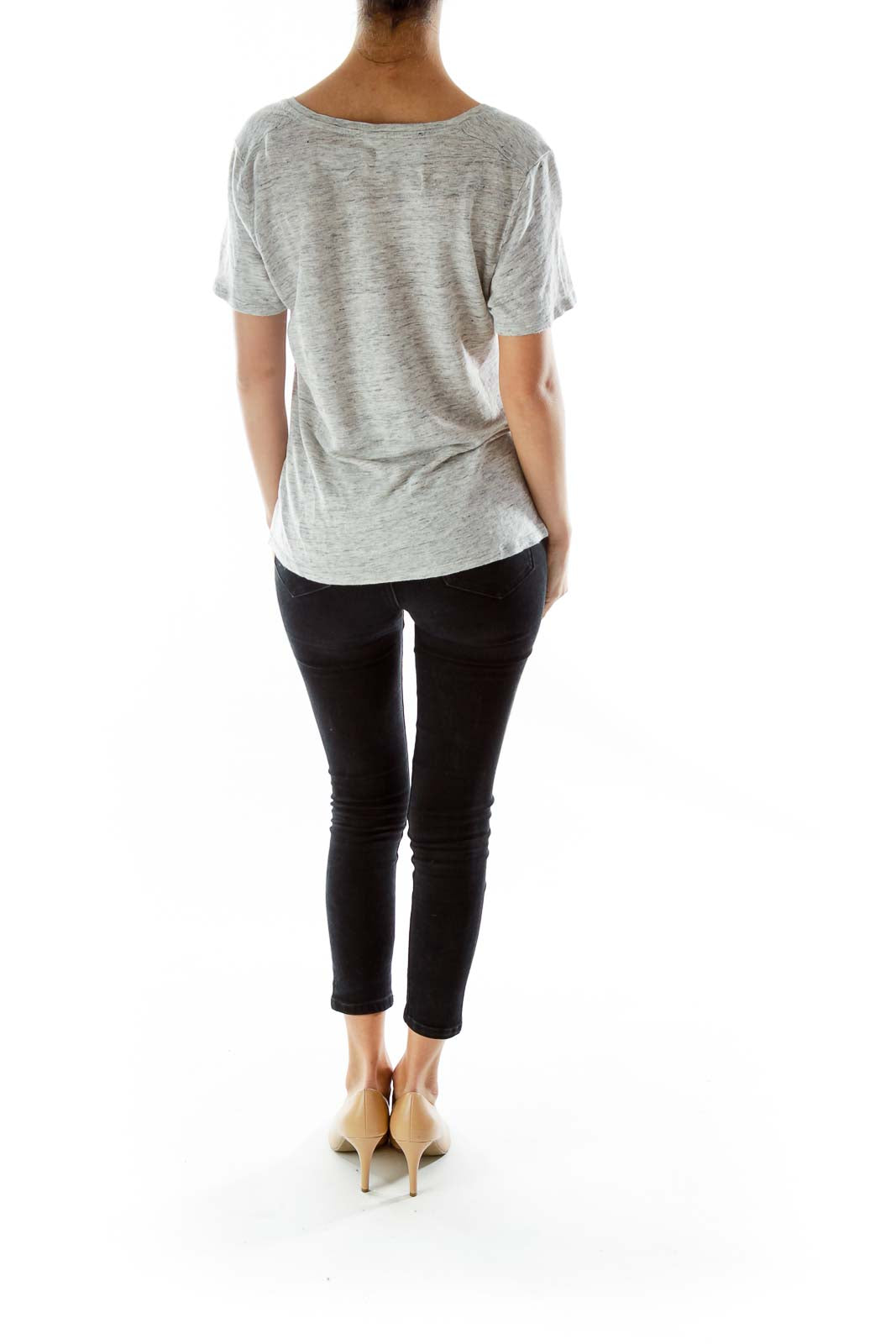 Gray Mottled Linen T-Shirt