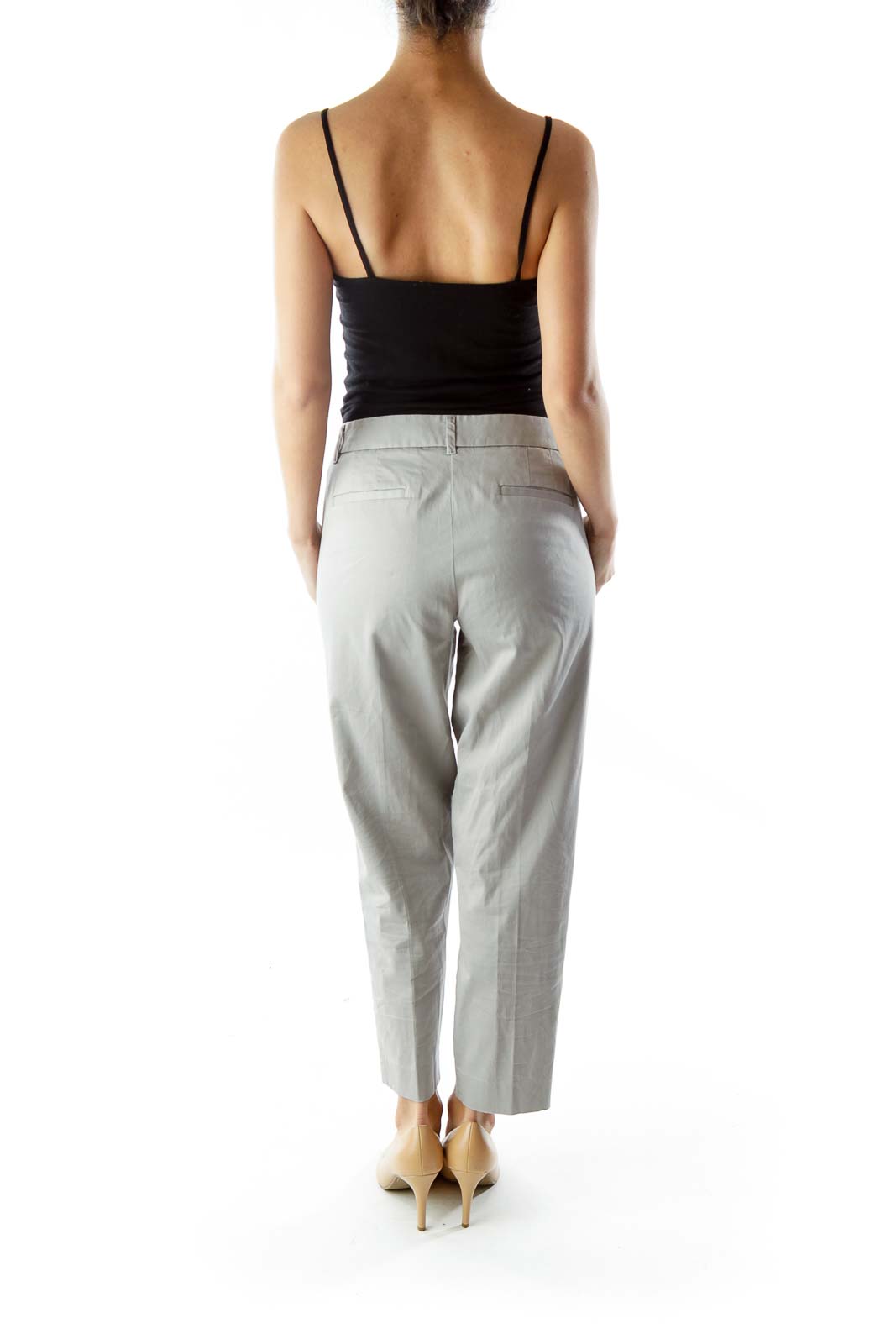 Gray Cropped Straight-Leg City Fit Pants