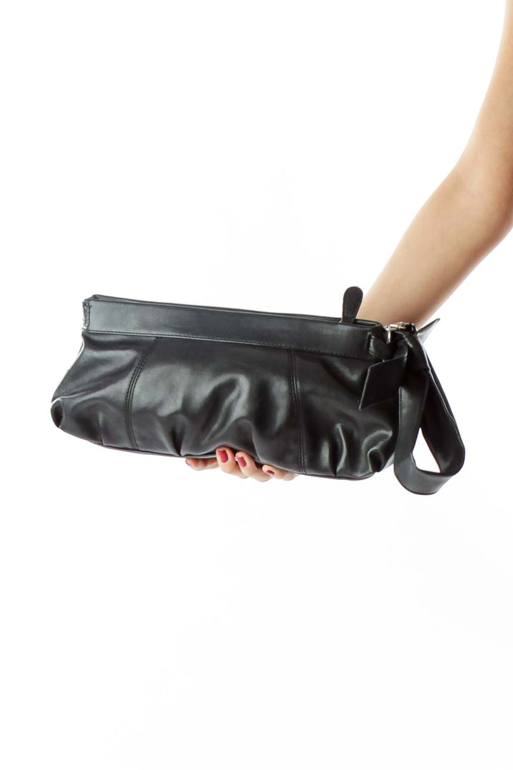 Black Pleather Clutch with Bow