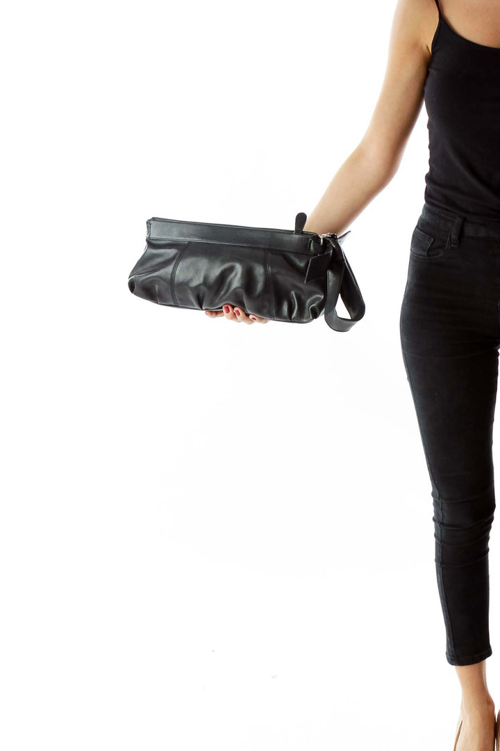 Black Pleather Clutch with Bow