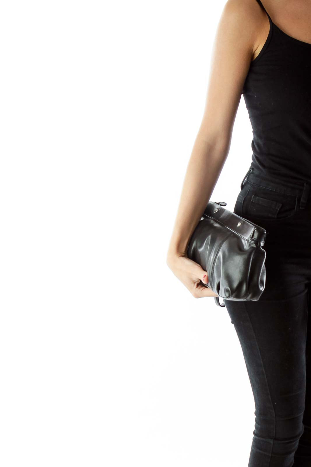 Black Pleather Clutch with Bow