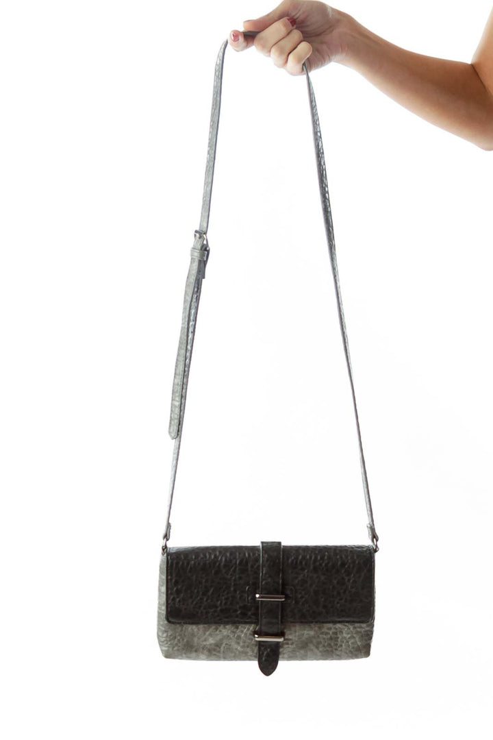 Gray Textured Crossbody Bag