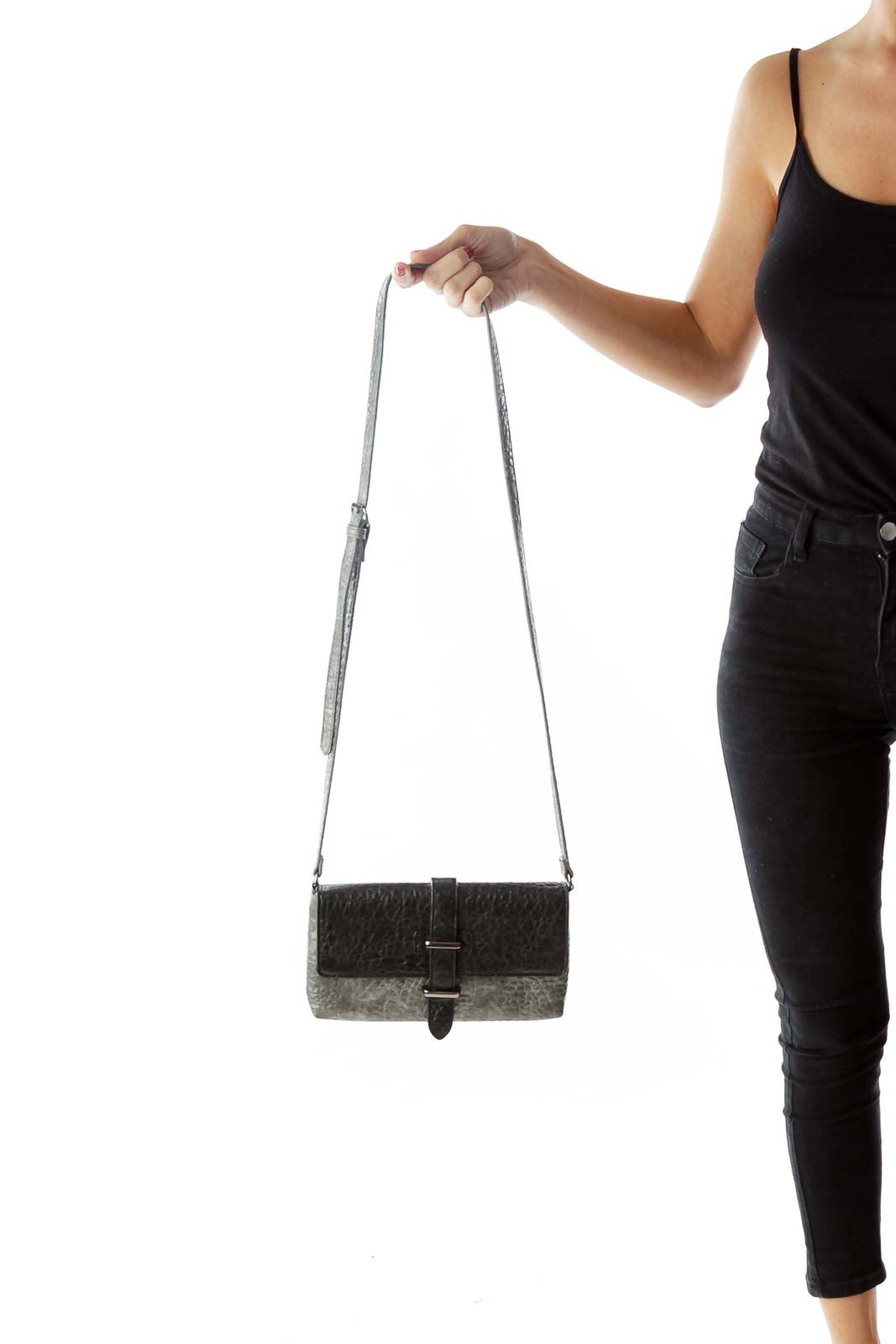 Gray Textured Crossbody Bag