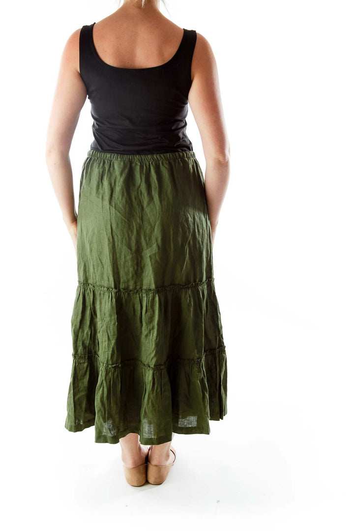 Green Linen Maxi Skirt