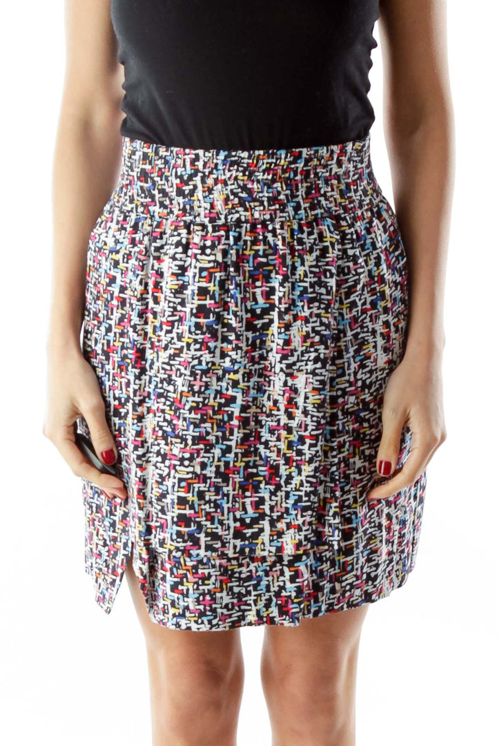 Multicolor Geometric Print Reversible Skirt