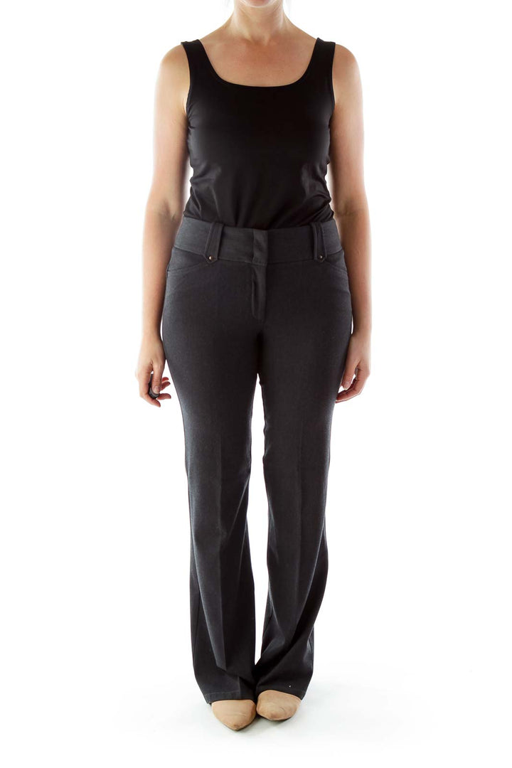 Dark Gray Wide-Leg Chino Pants