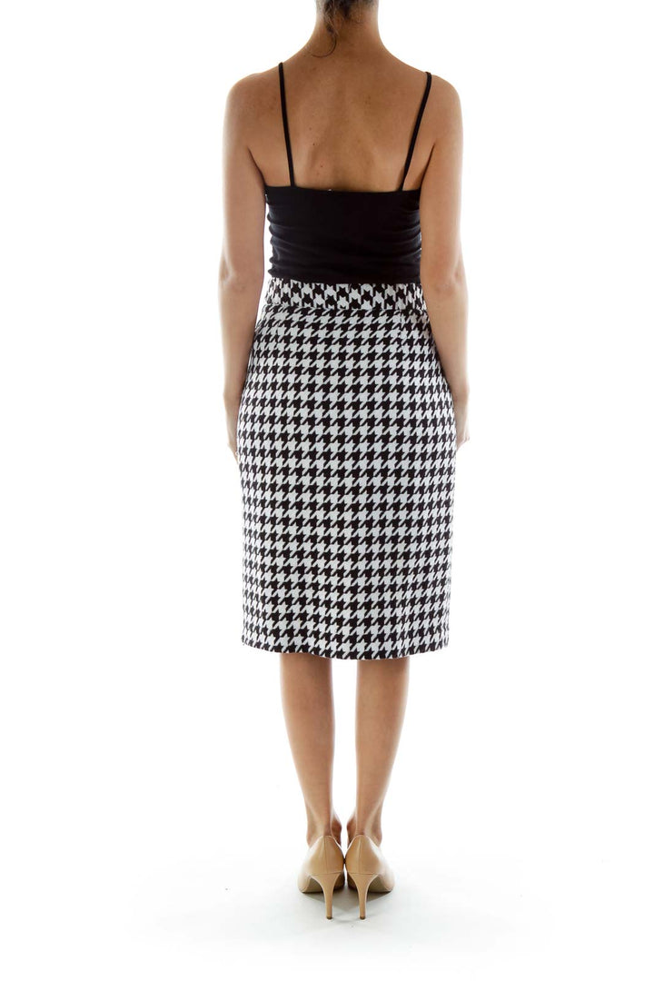 Black White Houndstooth Pencil Skirt