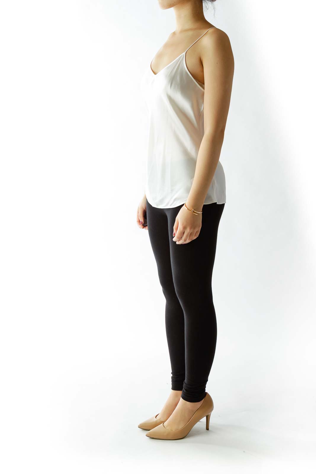 White Spaghetti Strap Silk Tank Top