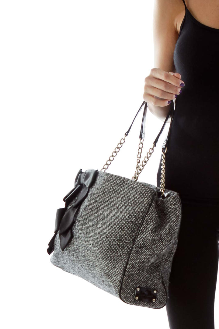 Black and White Tweed Bag