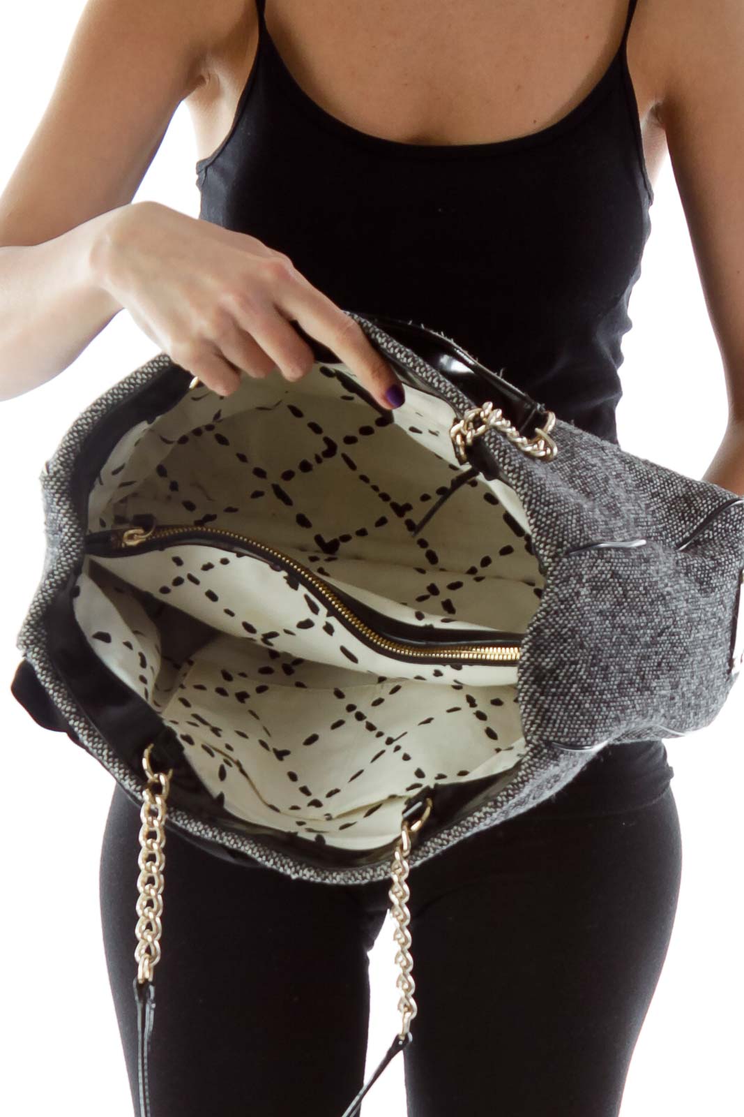 Black and White Tweed Bag