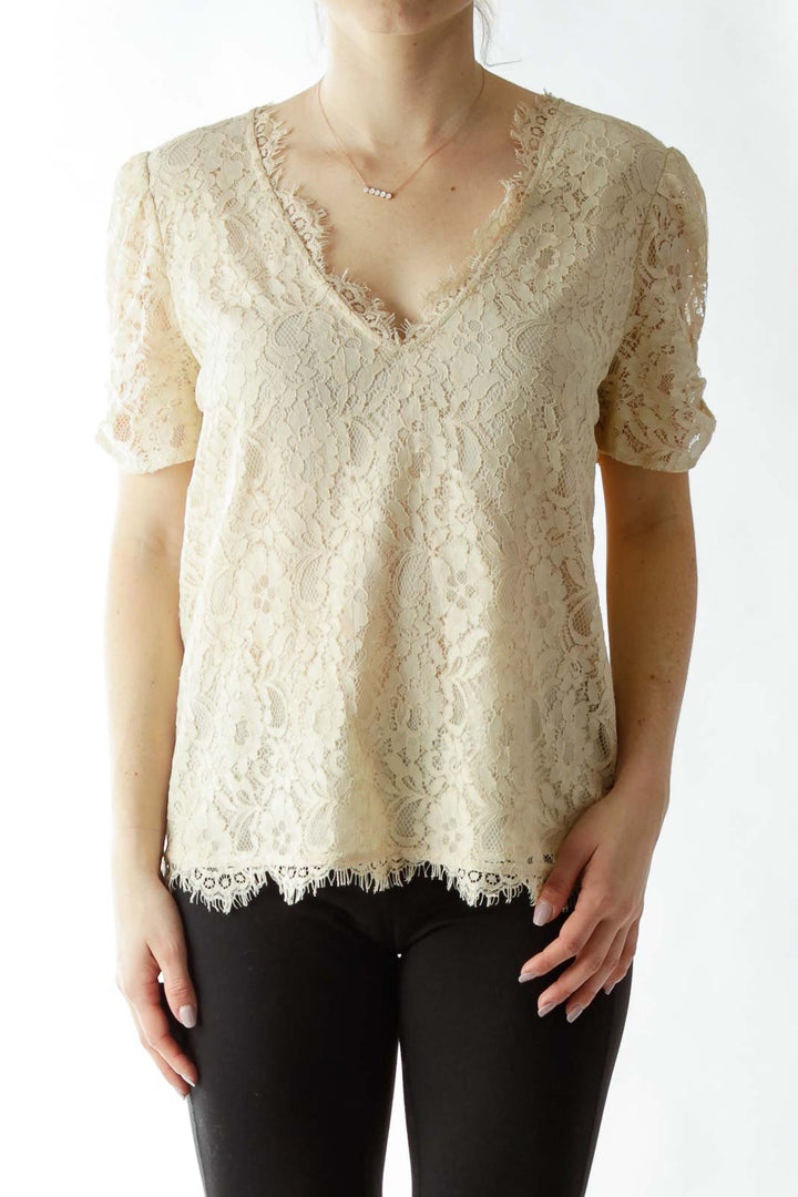 Beige Lace Top