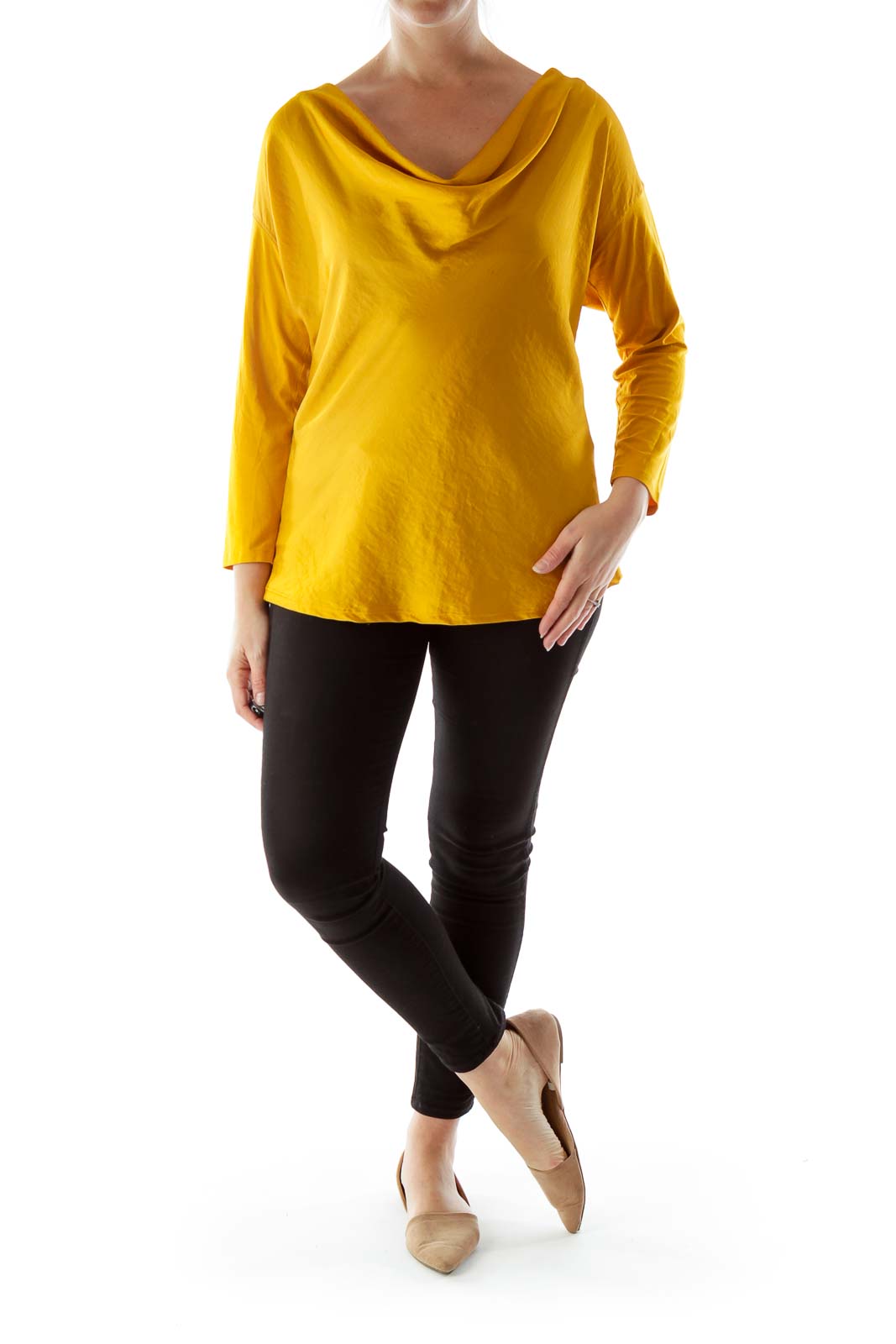 Mustard Draped Long Sleeve