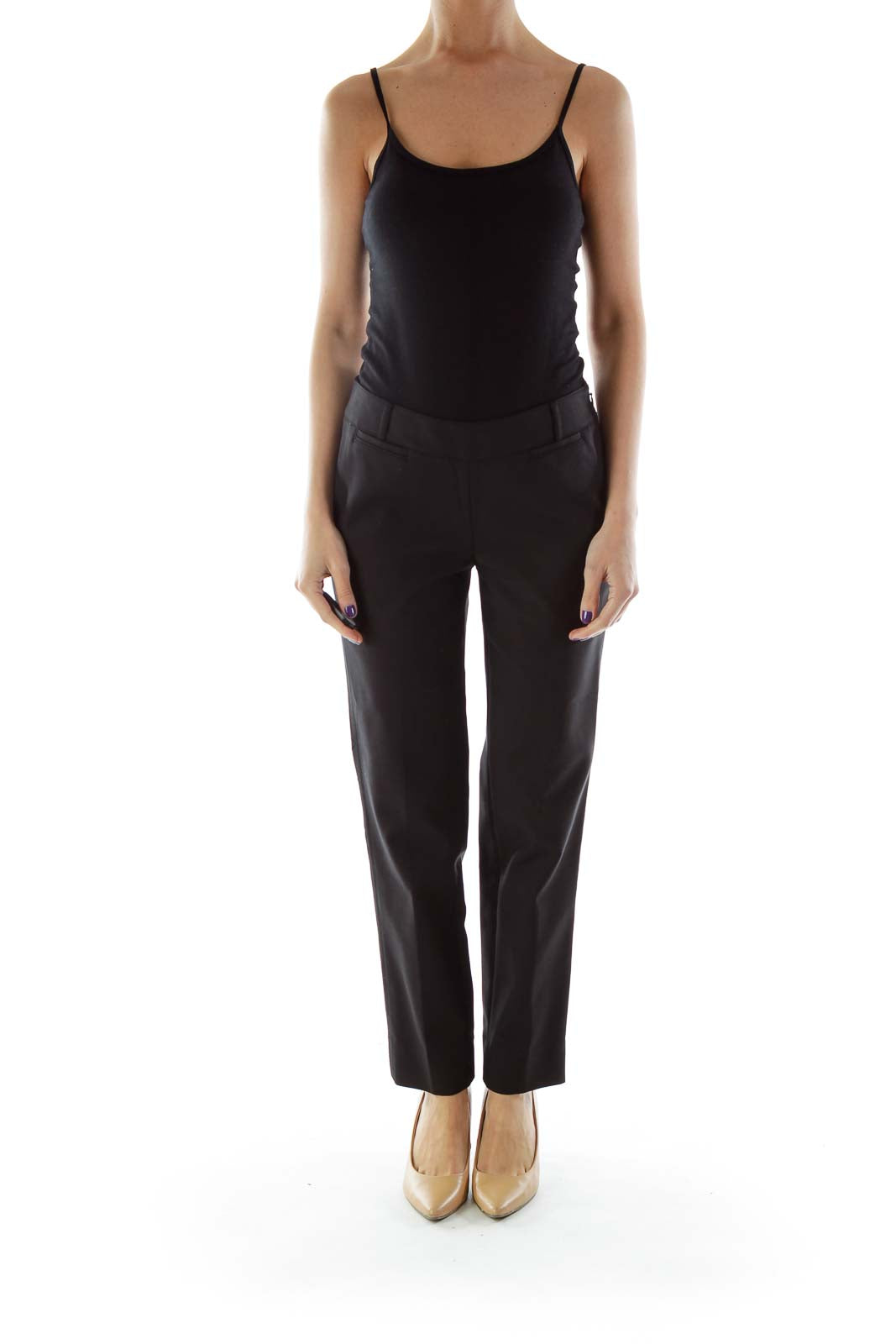 Black Straight Leg Trousers