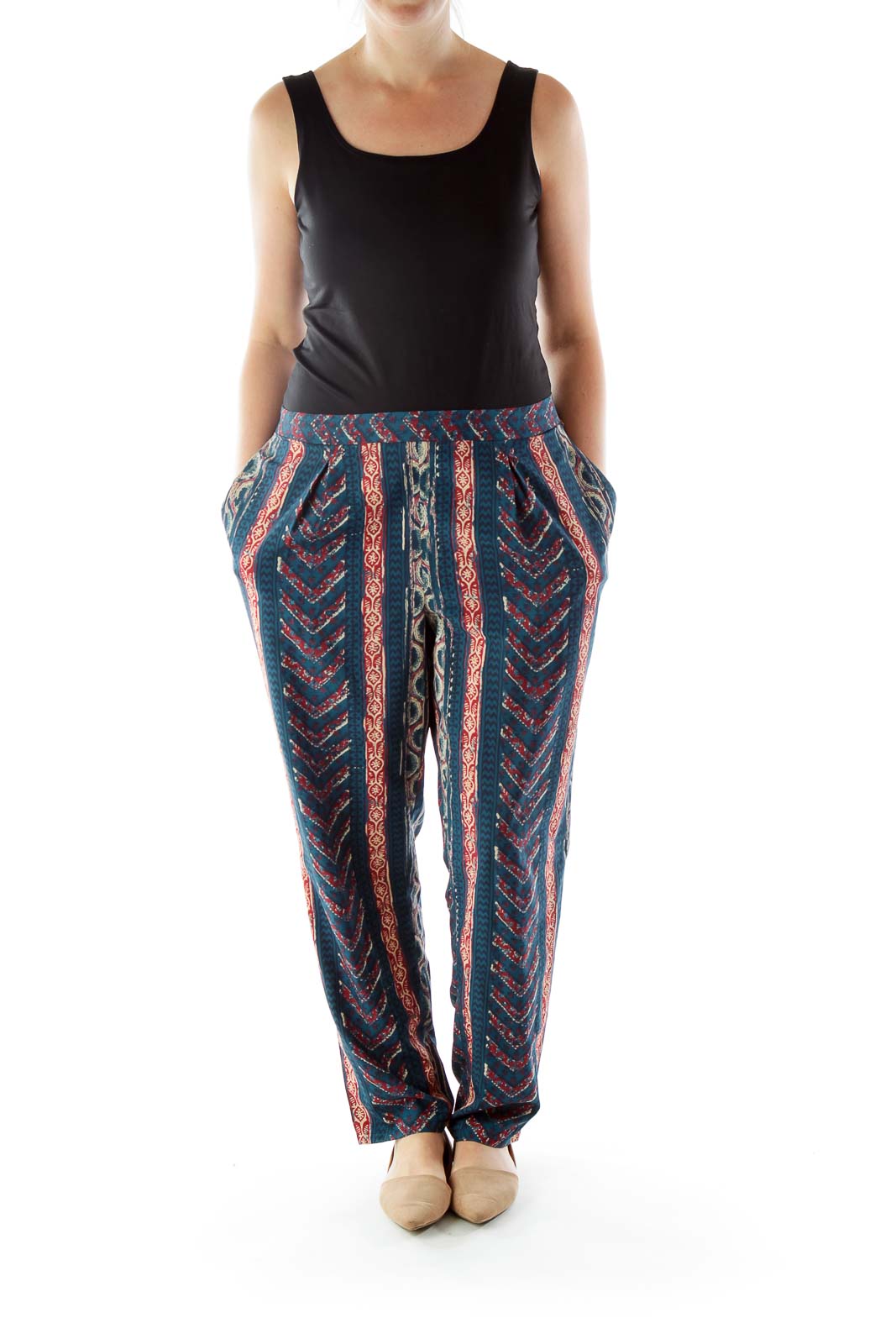 Print Blue White & Red Pants