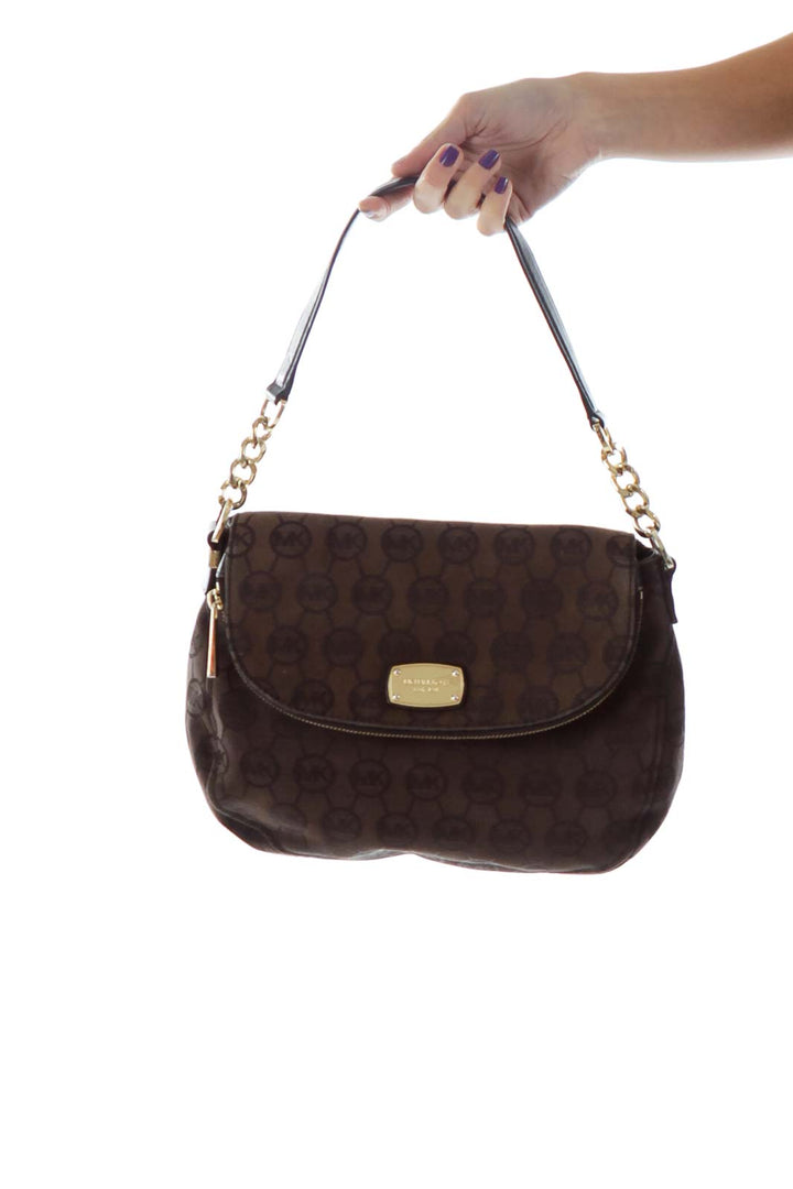 Brown Black Monogrammed Shoulder Bag