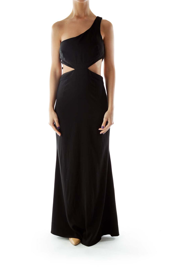 Black Cut-Out One-Shoulder Evening Dress